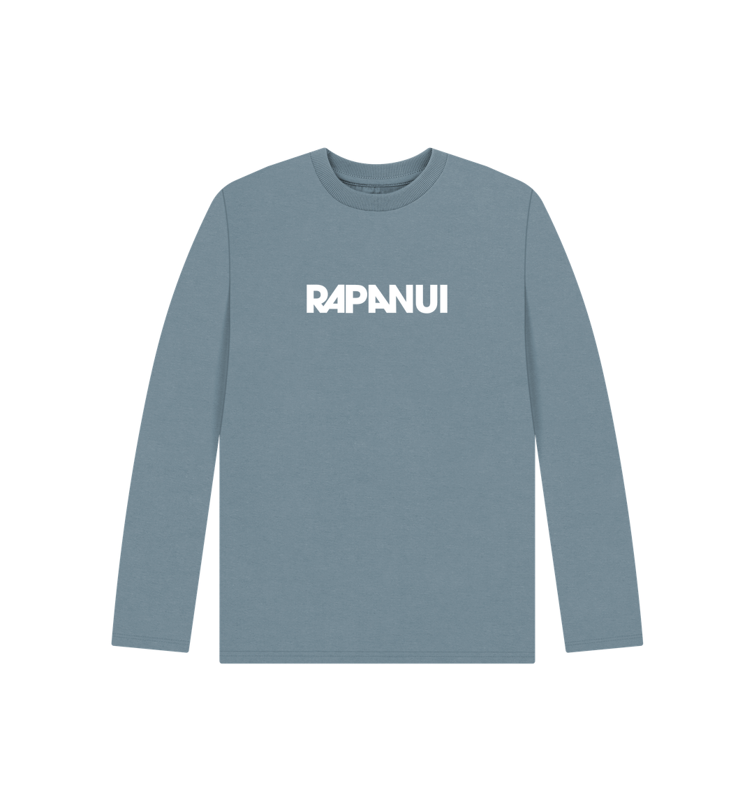 Stone Blue Printed Kids T-Shirt Front