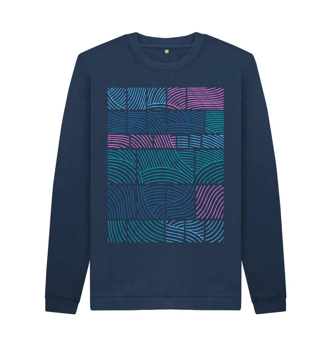 Navy Blue Printed Sweater Front