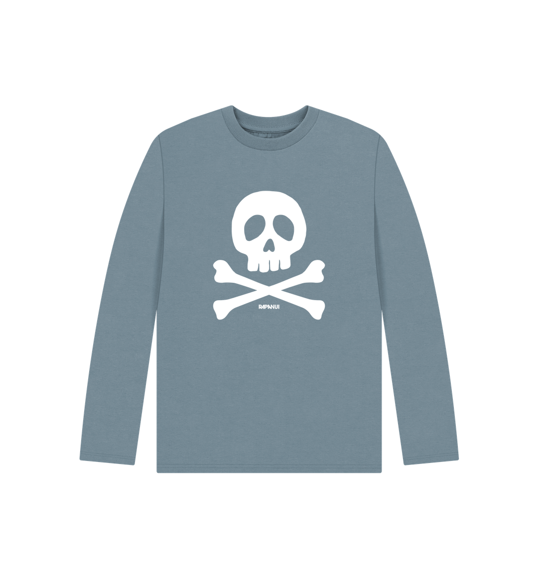 Stone Blue Printed Kids T-Shirt Front