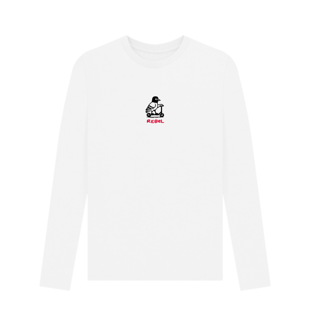 White Printed Long Sleeve T Shirt Front