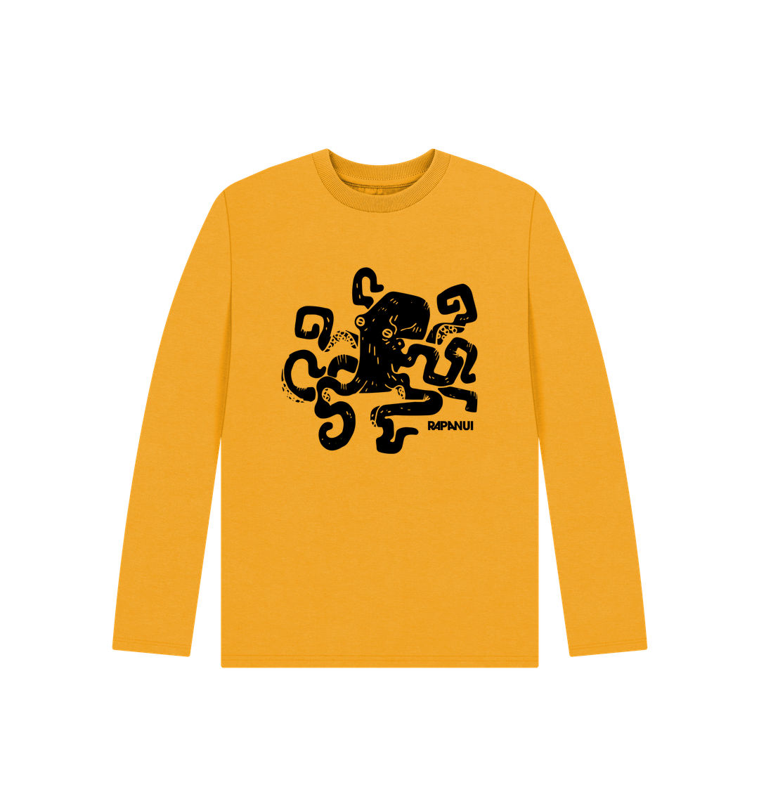 Mustard Printed Kids T-Shirt Front