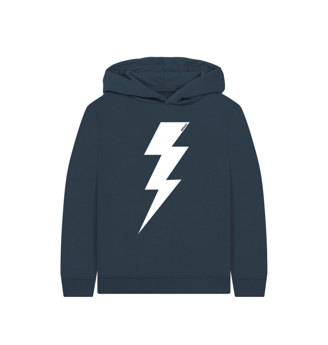 Navy Blue Printed Kids Hoodie Front