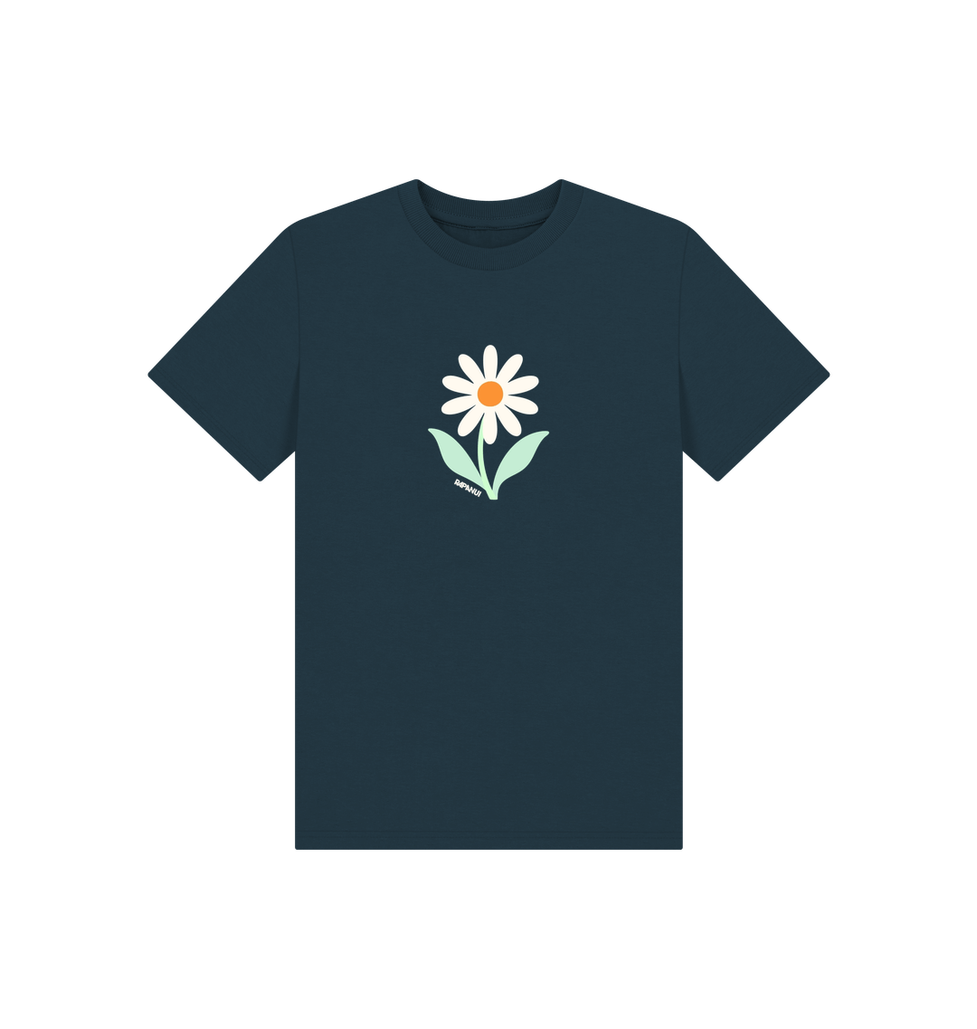 Denim Blue Printed Kids T-Shirt Front