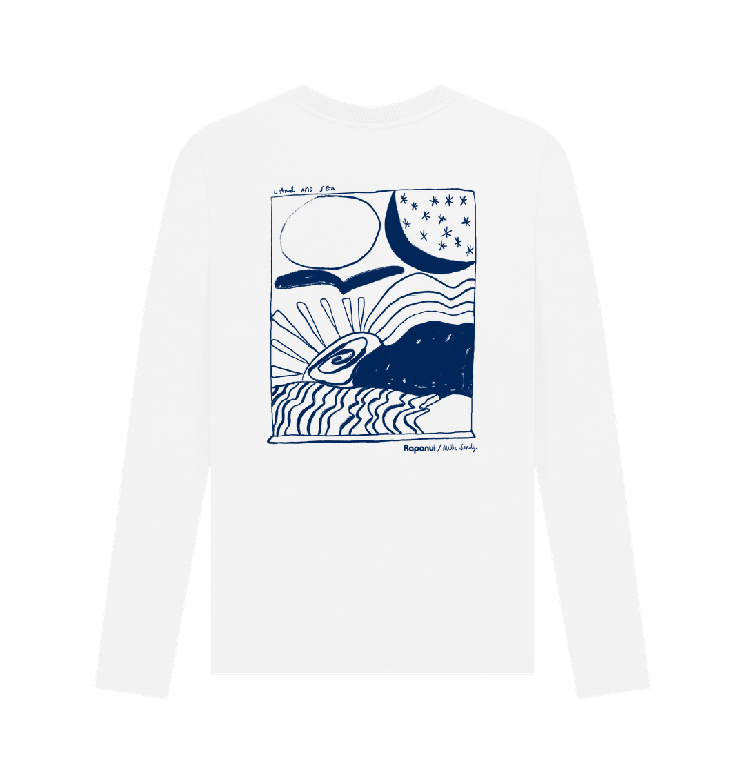 White Printed Long Sleeve T Shirt Back
