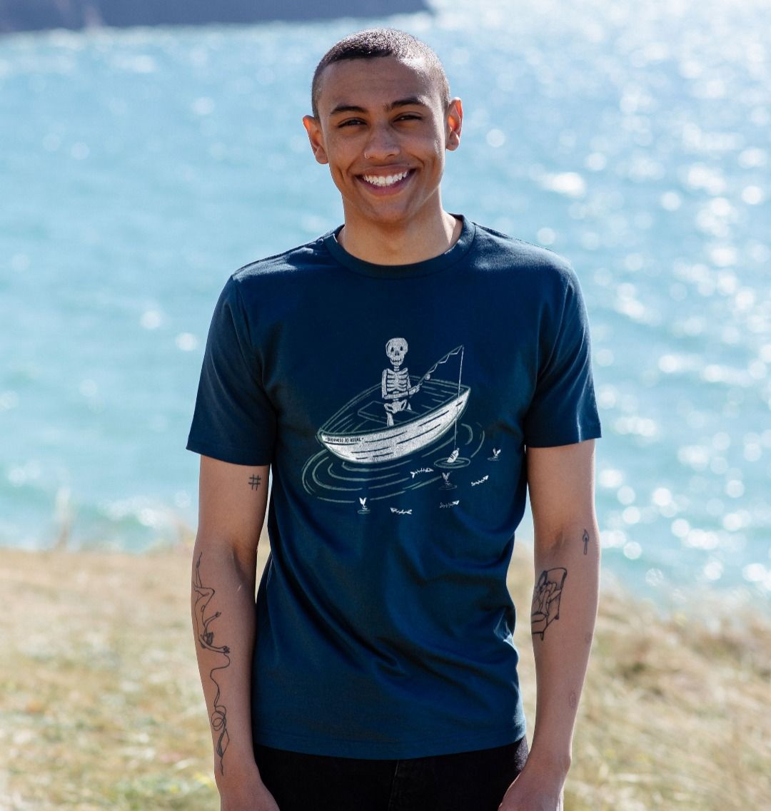 Fishing Skeleton T - shirt - Printed T - shirt