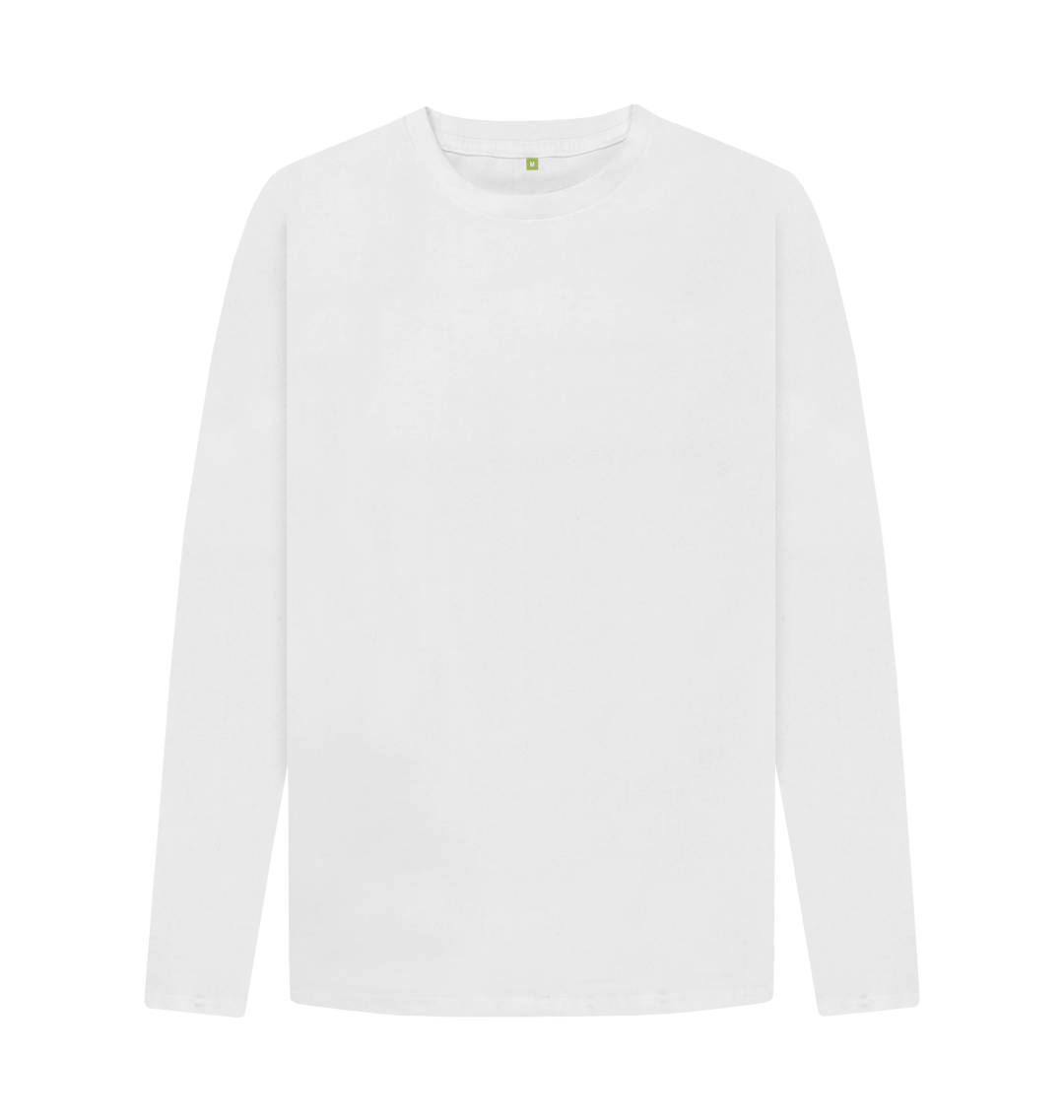 White Printed Long Sleeve T Shirt Front