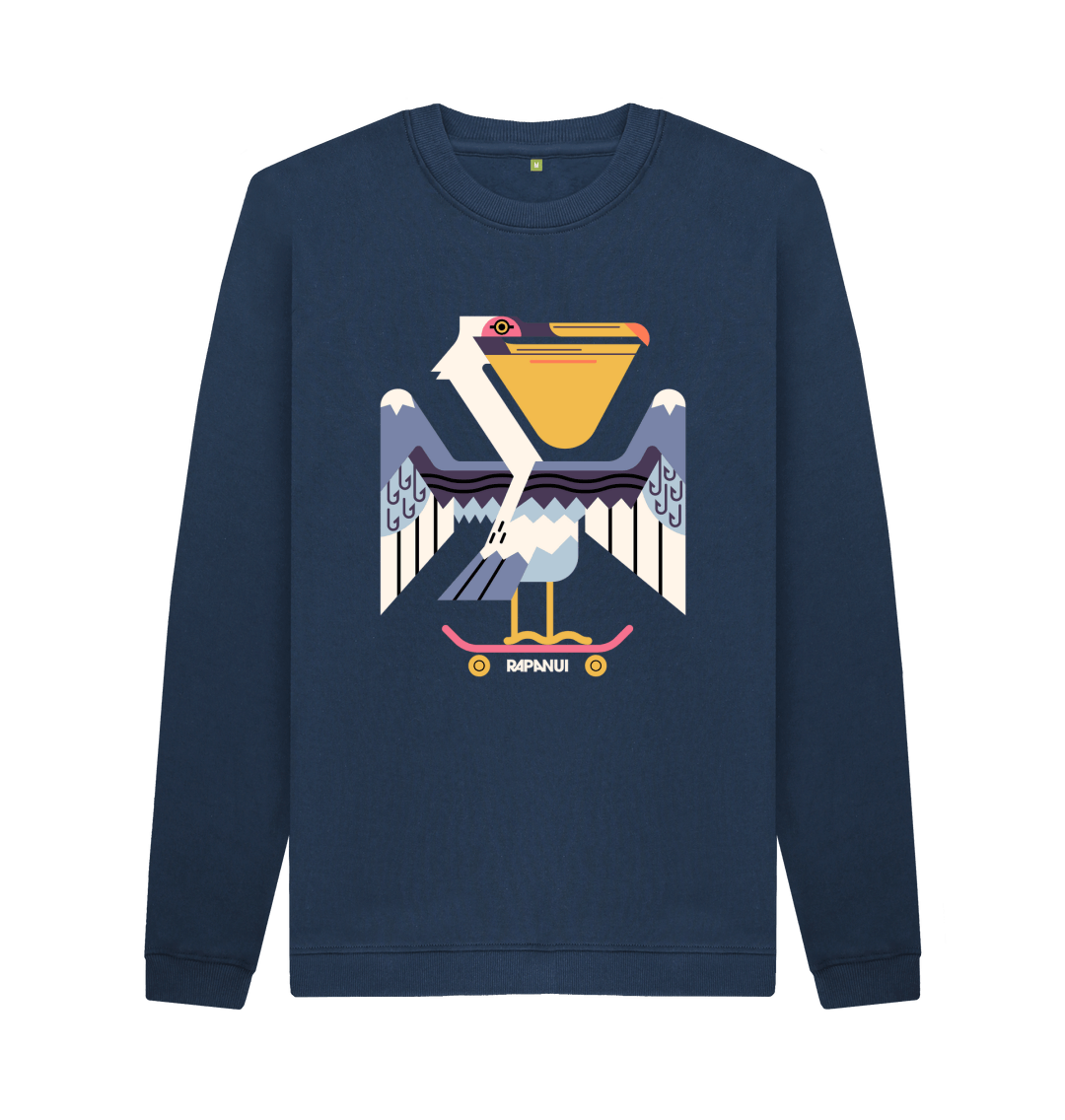 Navy Blue Printed Sweater Front