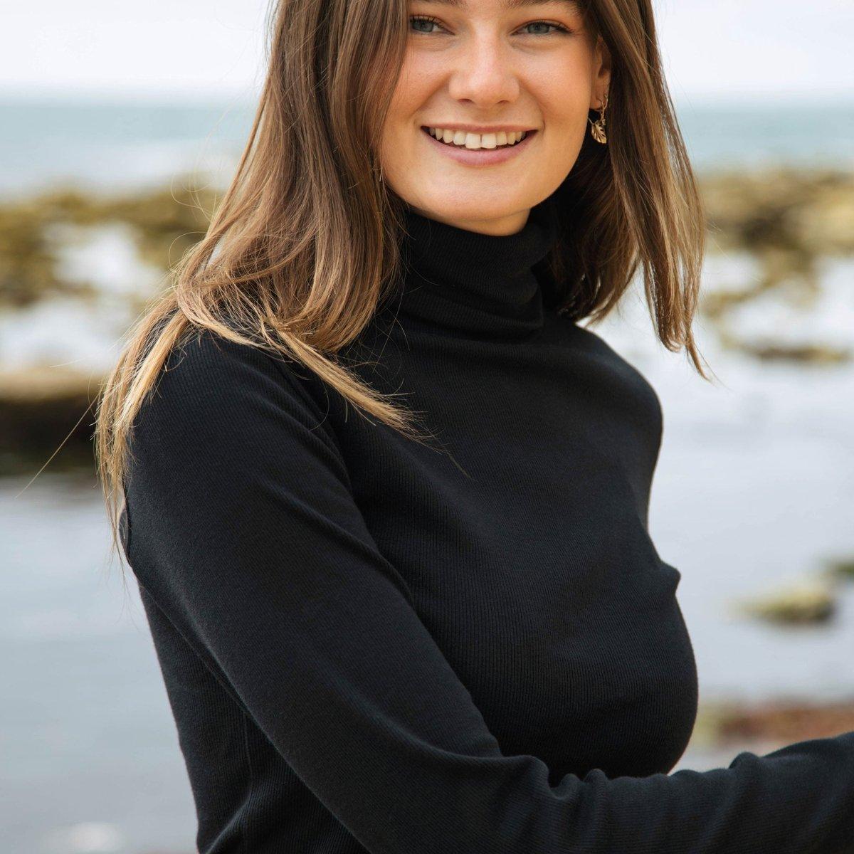 Women's Ribbed Turtleneck Top - Plain T-Shirt