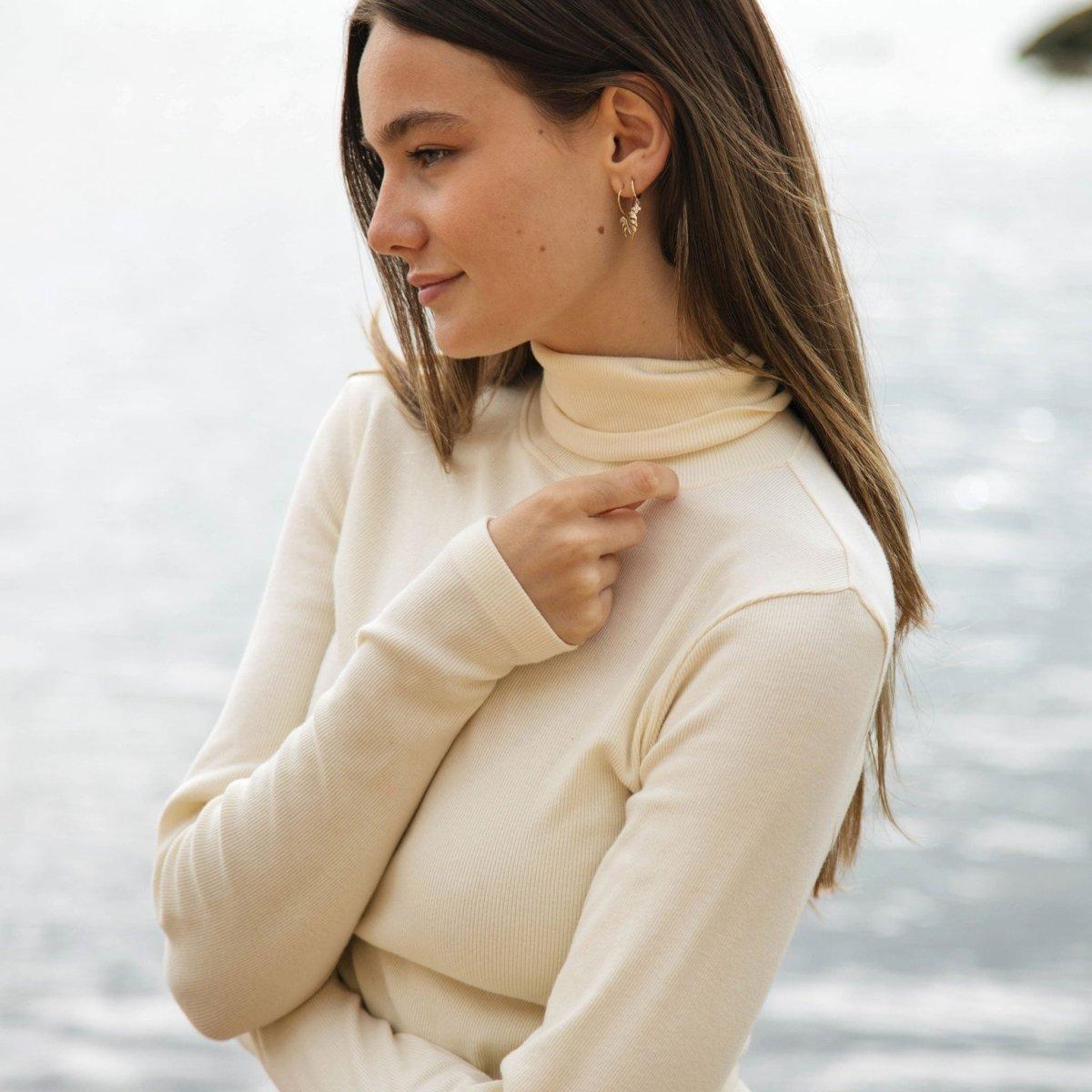 Women's Ribbed Turtleneck Top - Plain T-Shirt