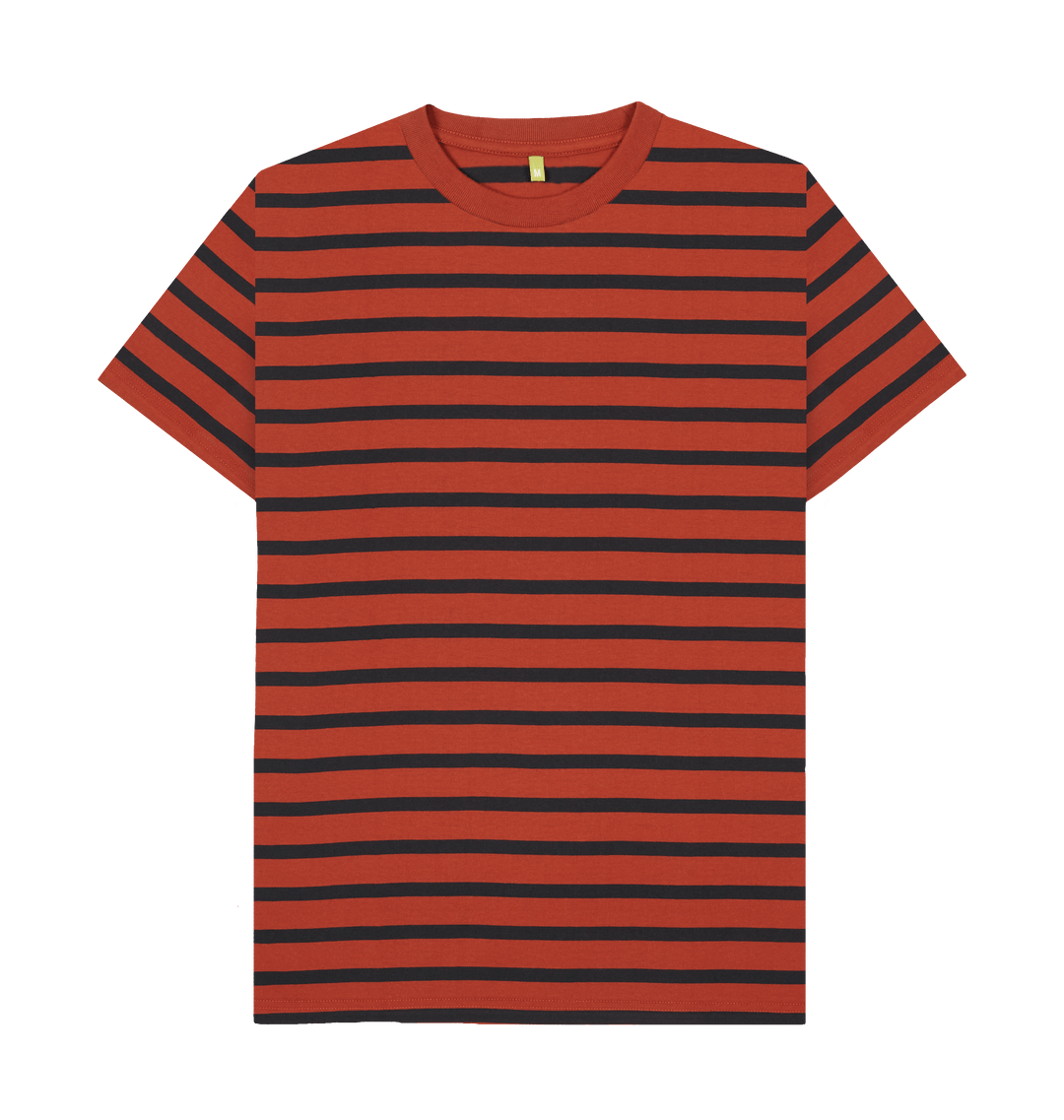 Rust & Navy Stripe Printed Premium T-Shirt