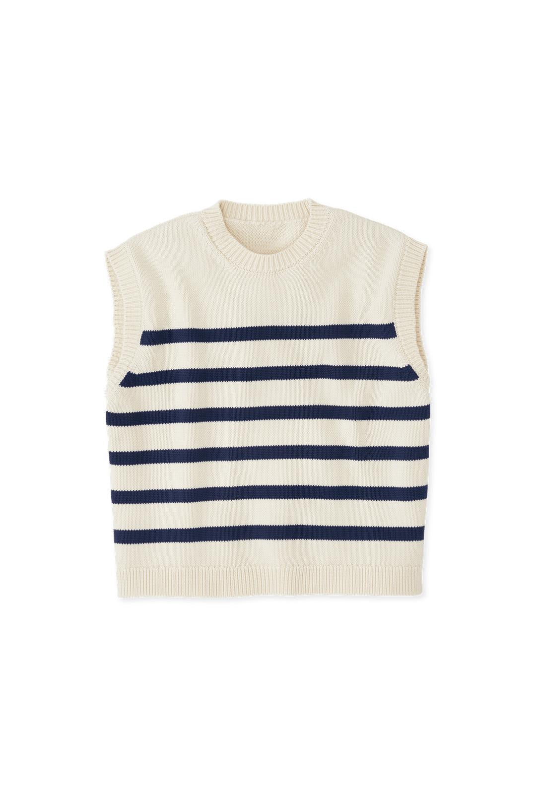 Navy & Ecru Stripe Printed Sweater