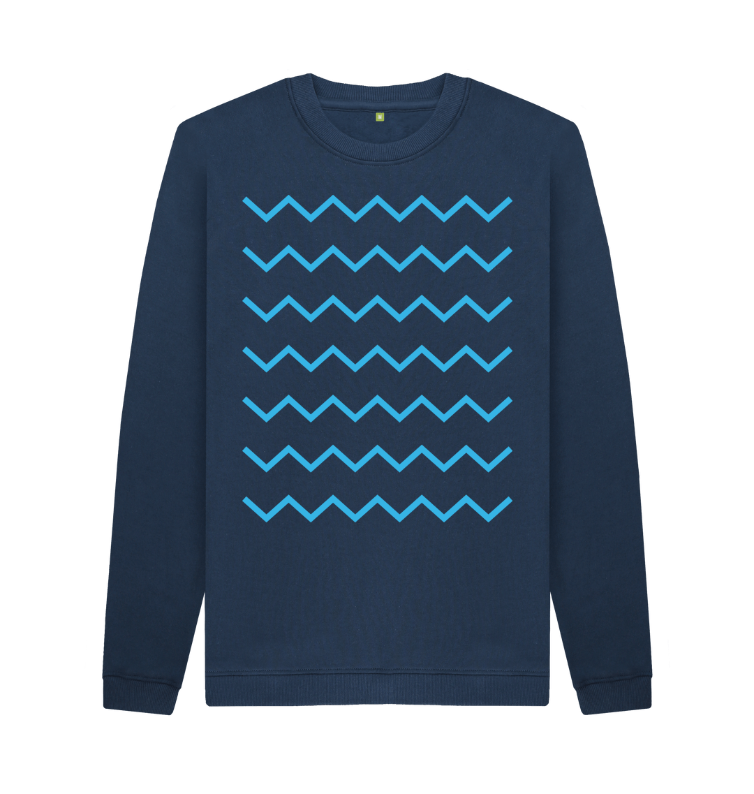 Navy Blue Printed Sweater Front