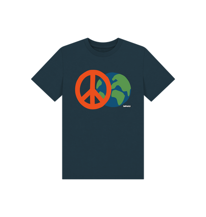 Denim Blue Printed Kids T-Shirt Front