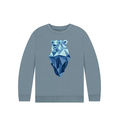 Stone Blue Printed Kids Jumper Front