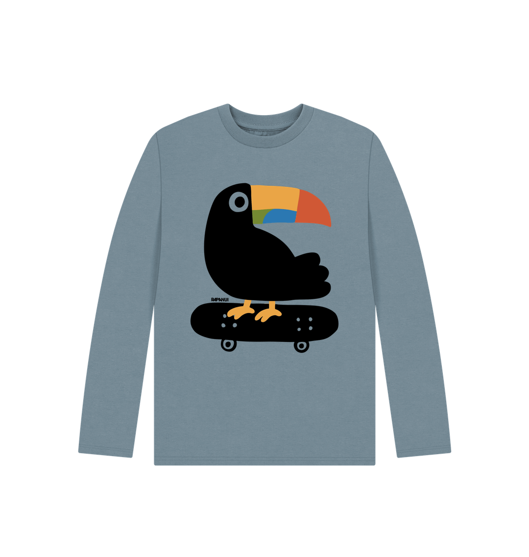 Stone Blue Printed Kids T-Shirt Front