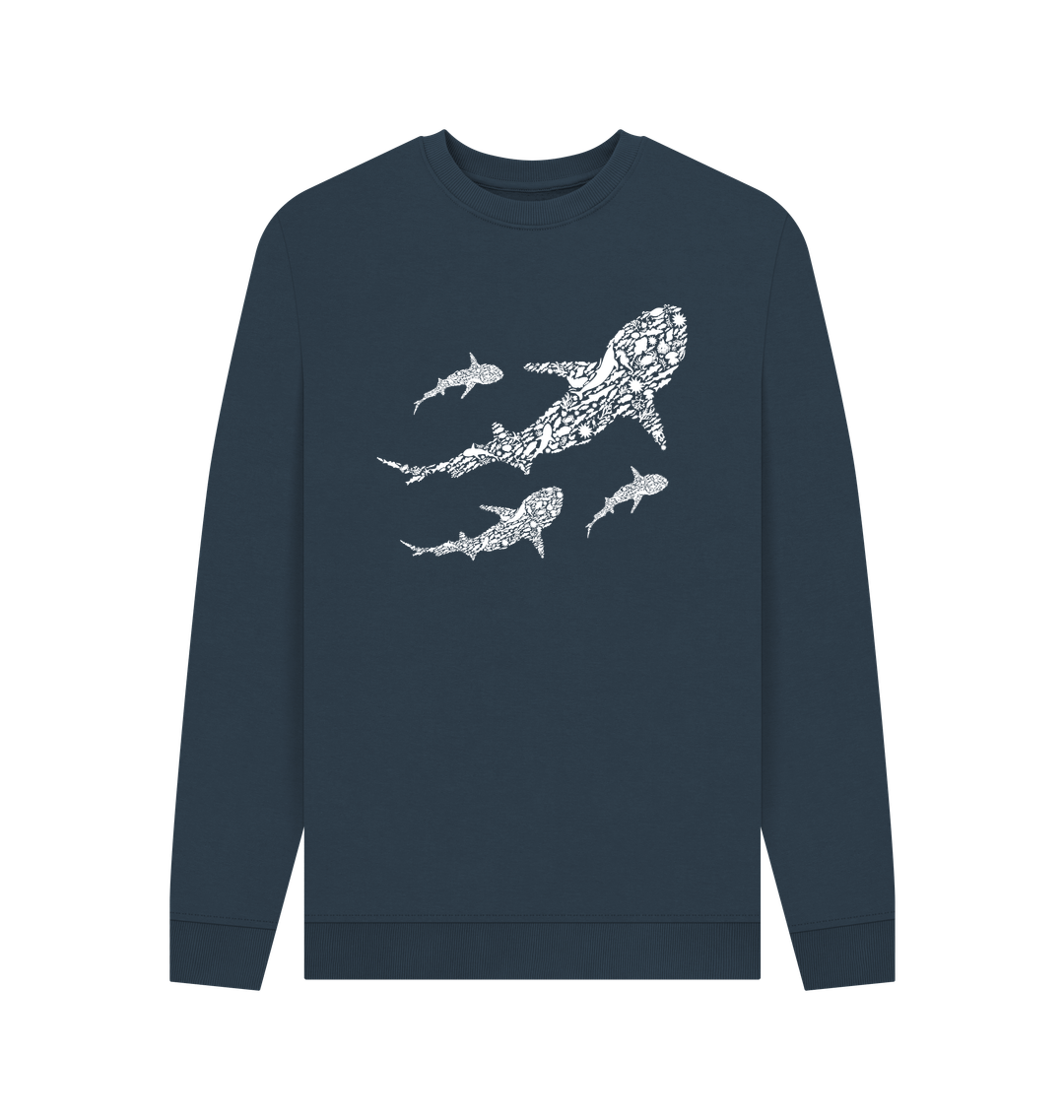 Navy Blue Printed Sweater Front