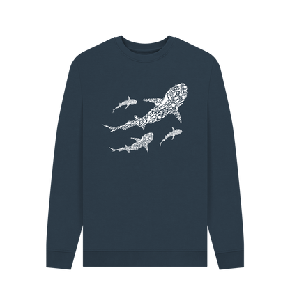 Navy Blue Printed Sweater Front