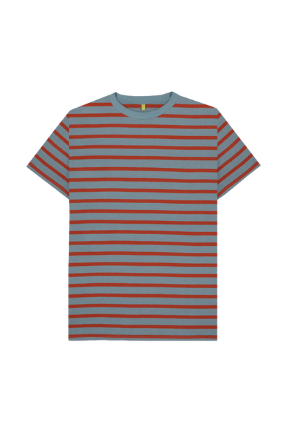 Stone Blue & Rust Stripe Printed Premium T-Shirt