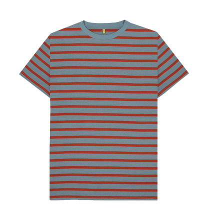 Stone Blue & Rust Stripe Printed Premium T-Shirt