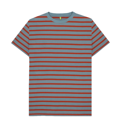 Stone Blue & Rust Stripe Printed Premium T-Shirt Front