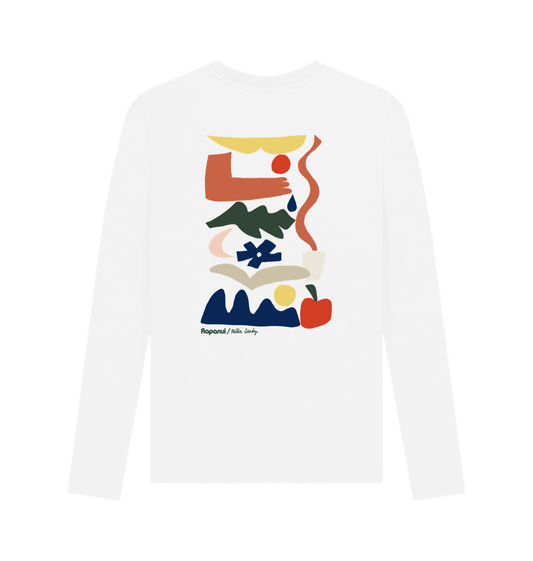 White Printed Long Sleeve T Shirt