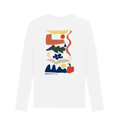White Printed Long Sleeve T Shirt Back
