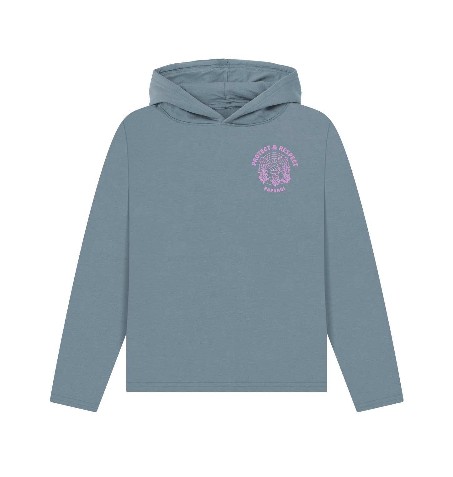Stone Blue Printed Hoody Front