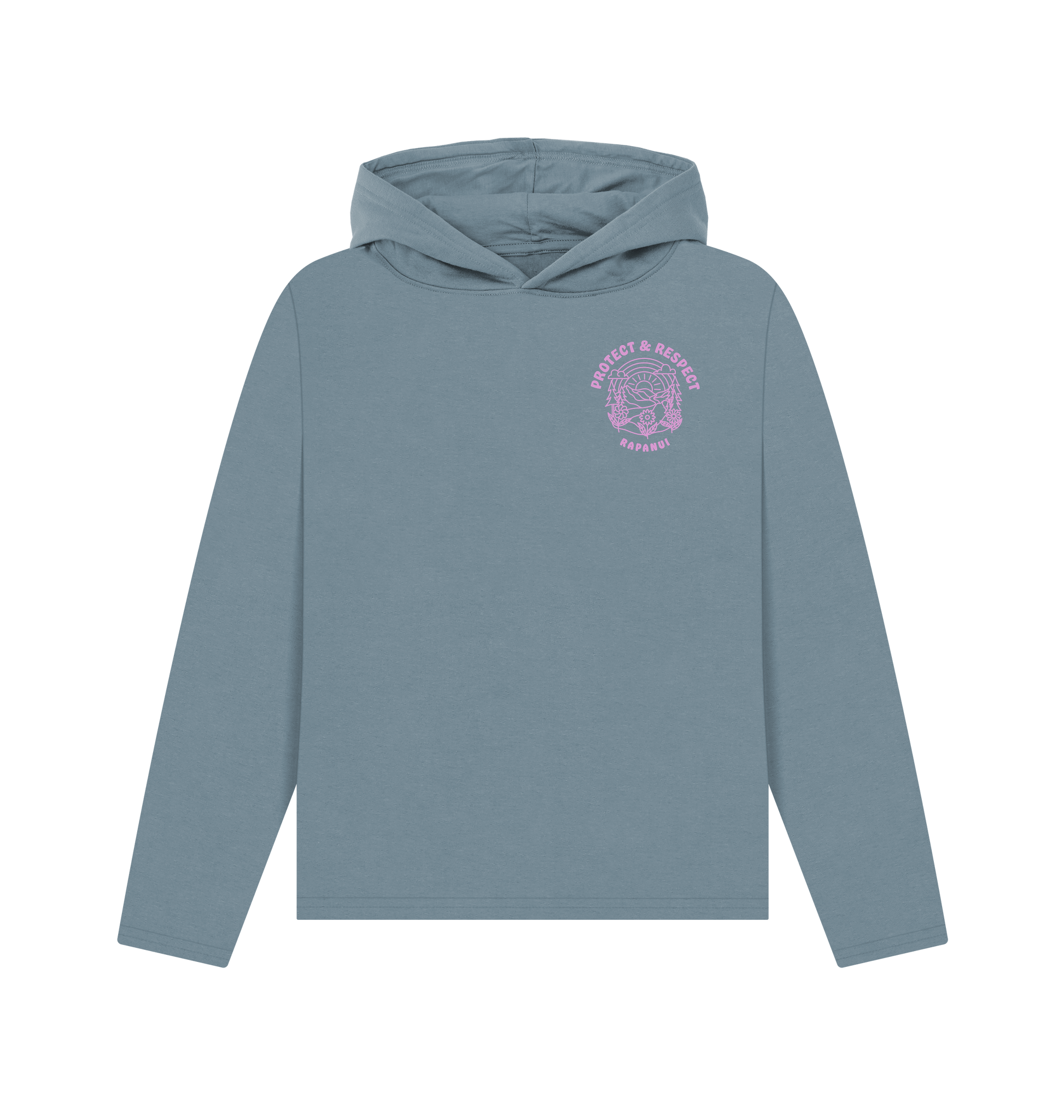 Stone Blue Printed Hoody Front