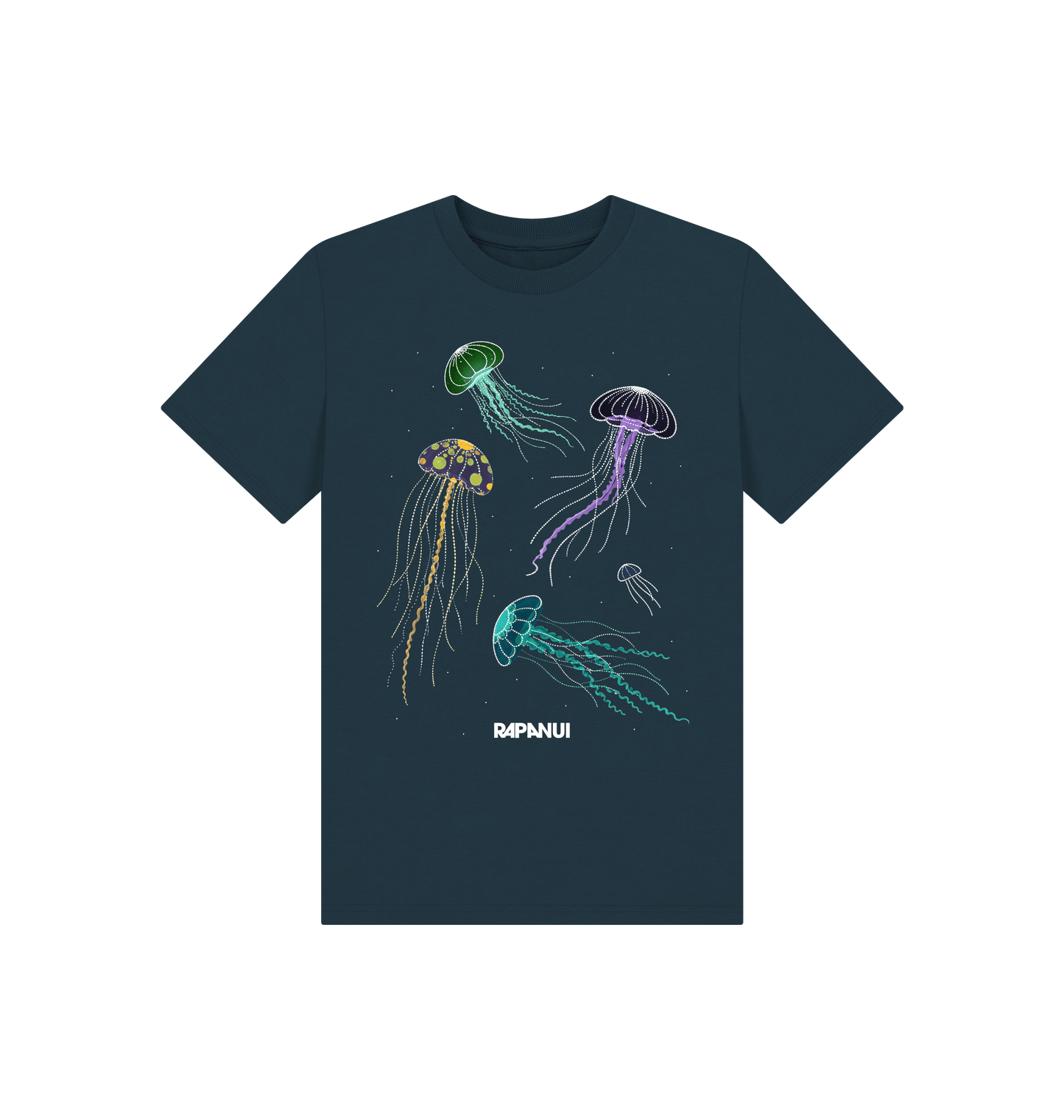 Denim Blue Printed Kids T-Shirt Front