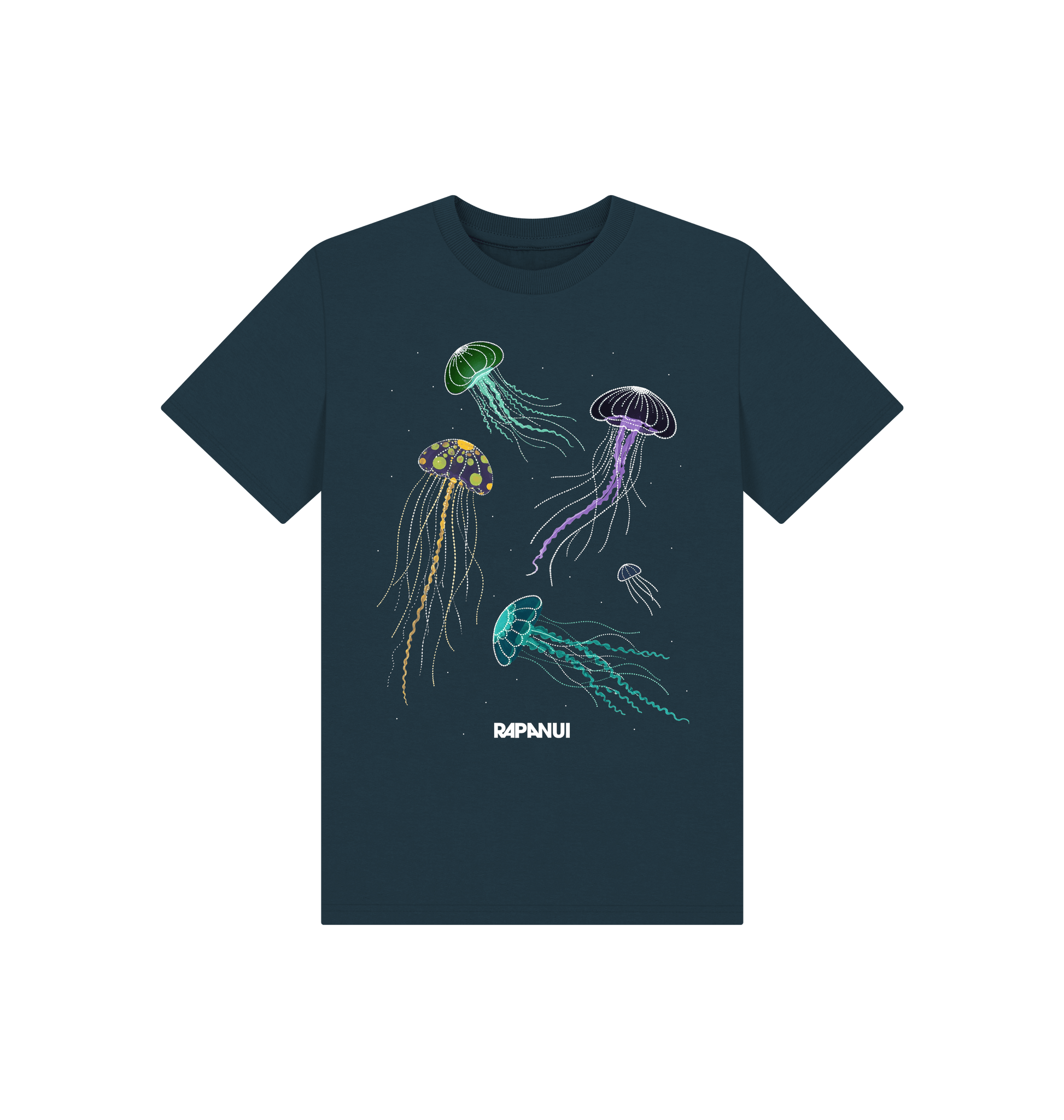 Denim Blue Printed Kids T-Shirt Front