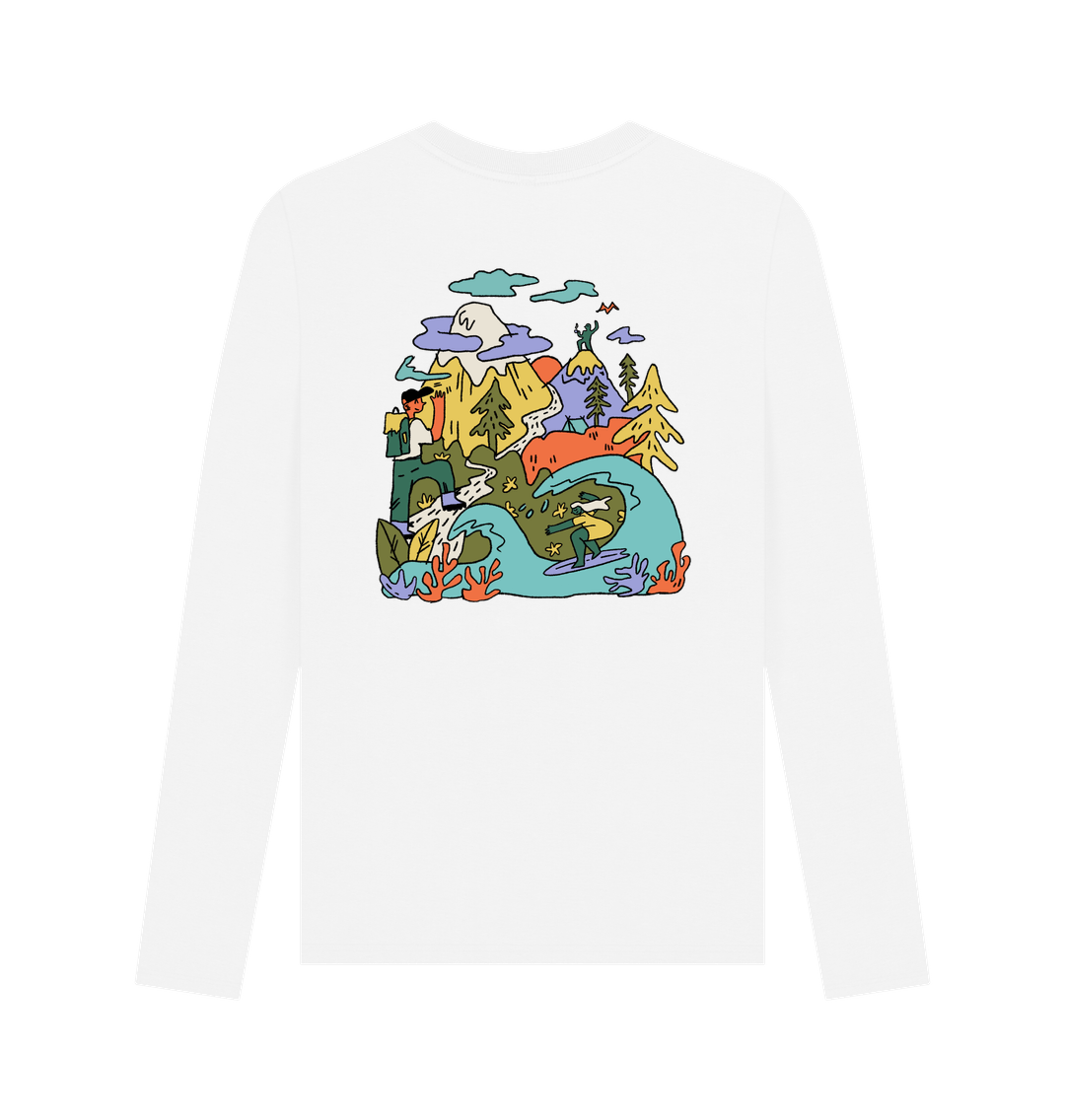 White Printed Long Sleeve T Shirt Back