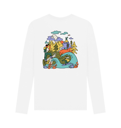 White Printed Long Sleeve T Shirt Back