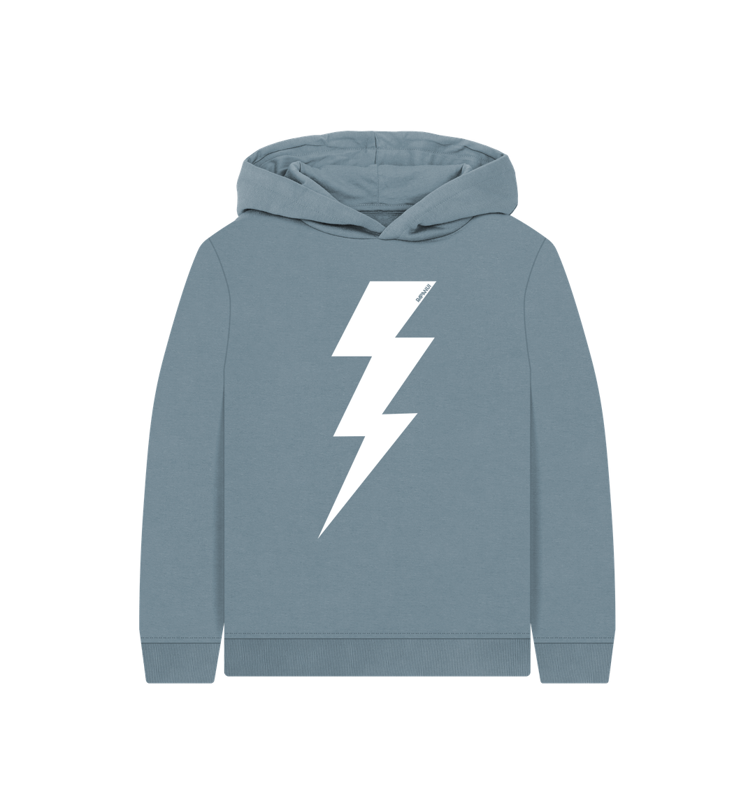 Stone Blue Printed Kids Hoodie Front