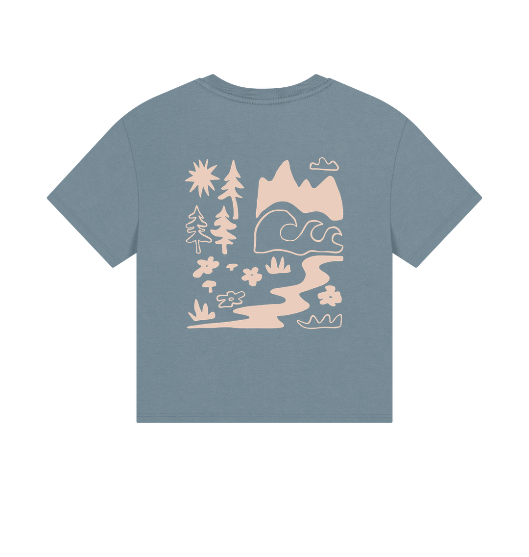 Stone Blue Printed T-shirt Back