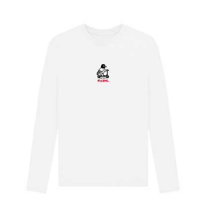 White Printed Long Sleeve T Shirt Front