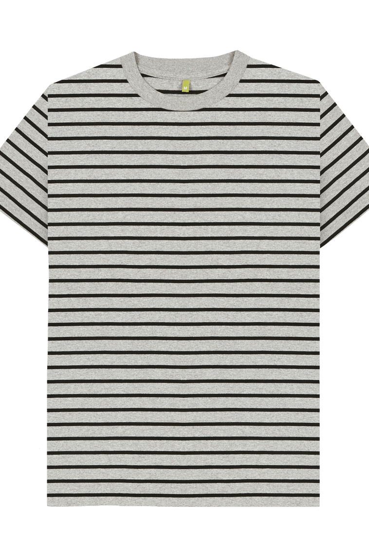Grey & Black Stripe Printed Premium T-Shirt