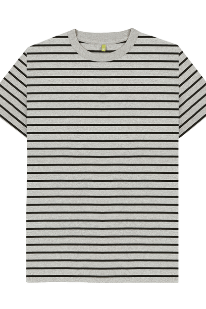 Grey & Black Stripe Printed Premium T-Shirt