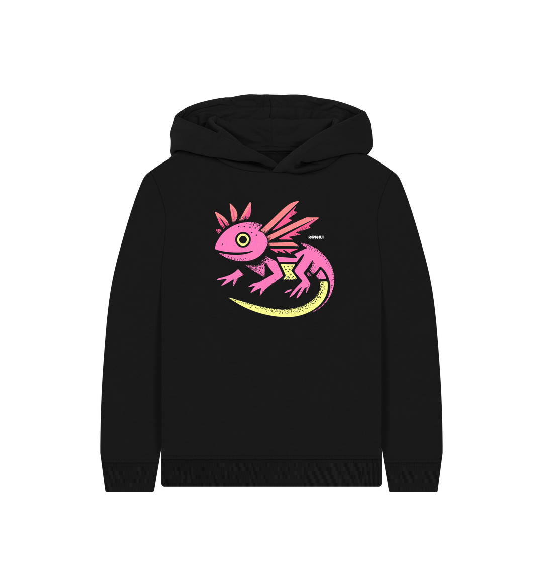 Black Printed Kids Hoodie Front