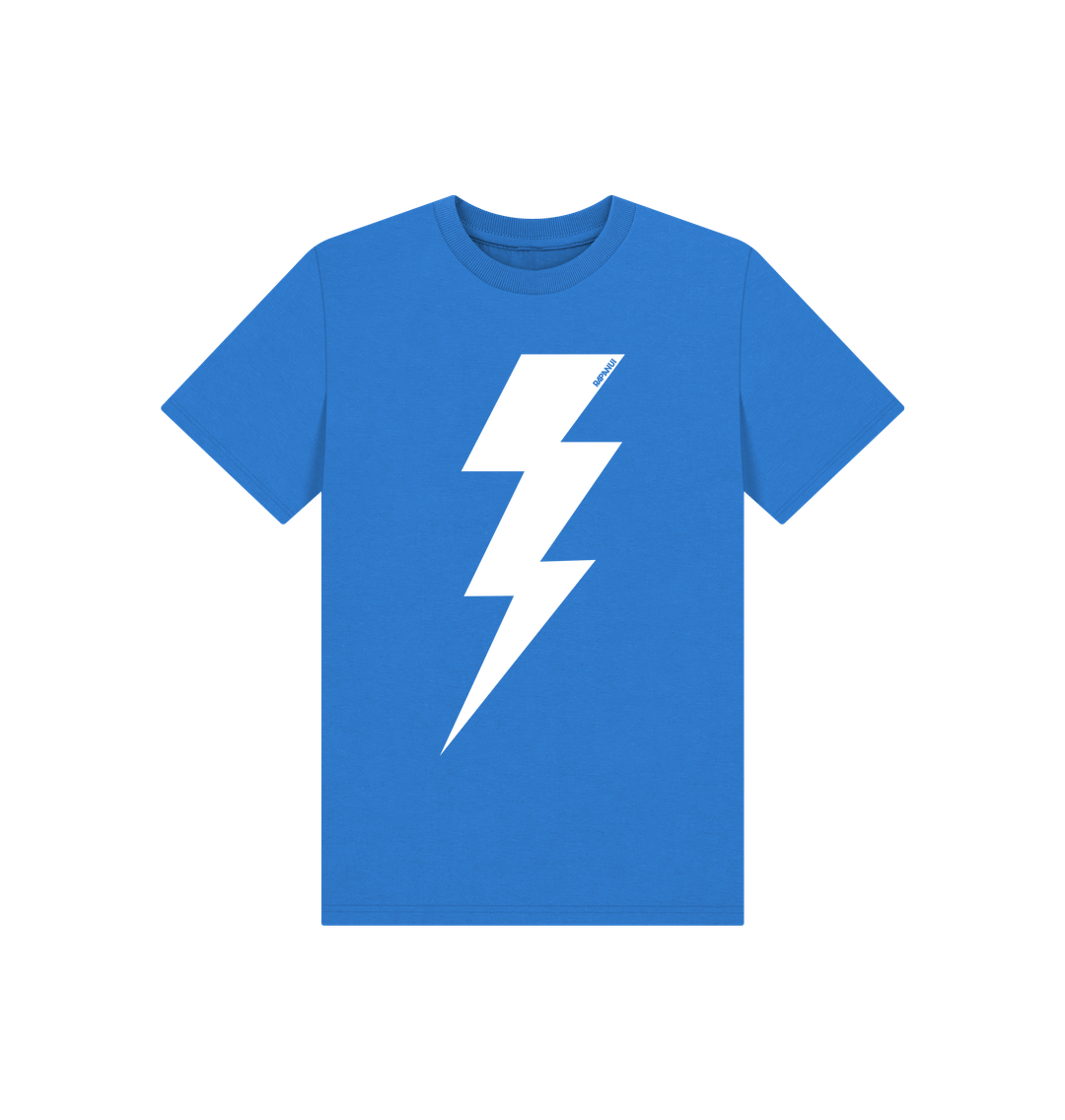 Bright Blue Printed Kids T-Shirt Front