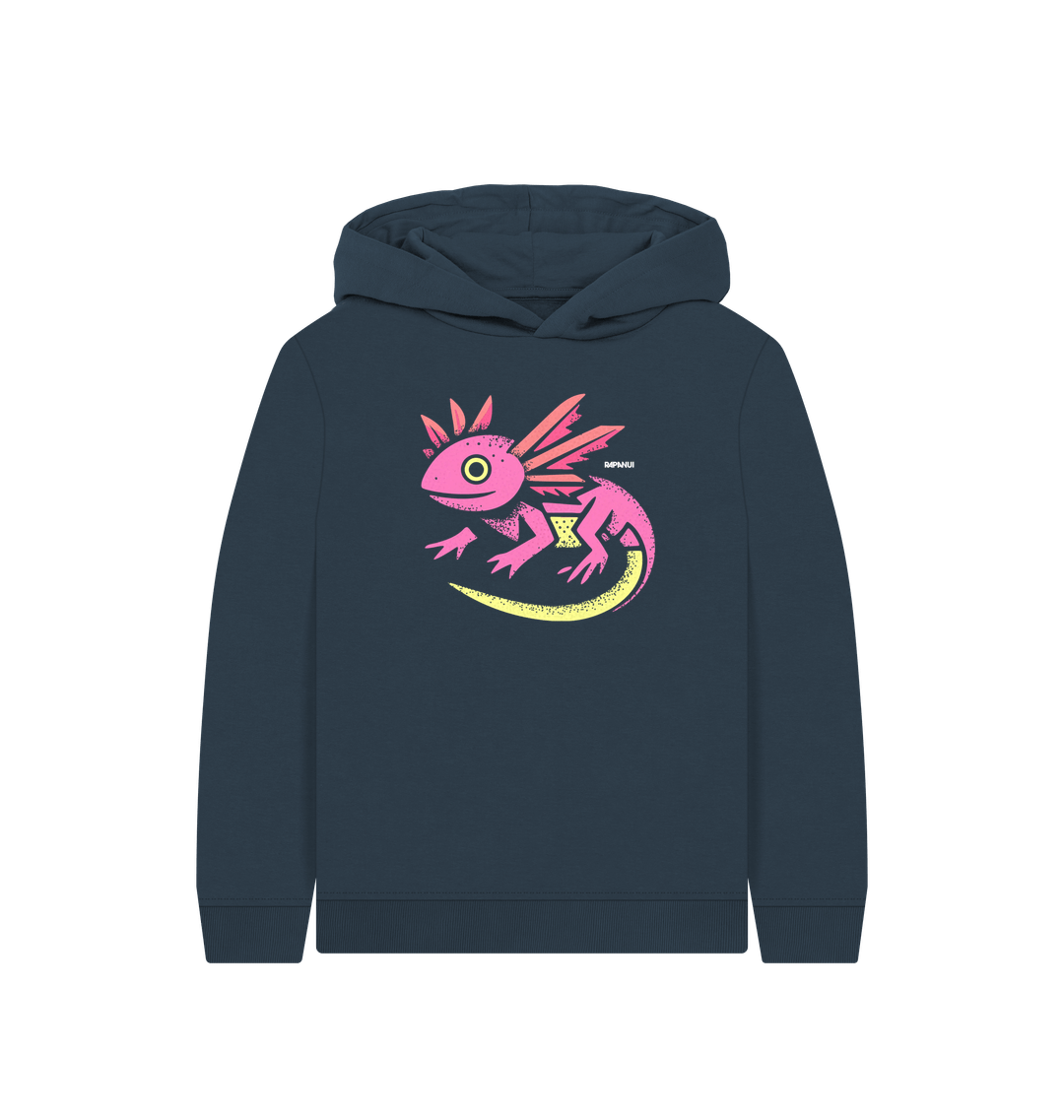 Navy Blue Printed Kids Hoodie Front
