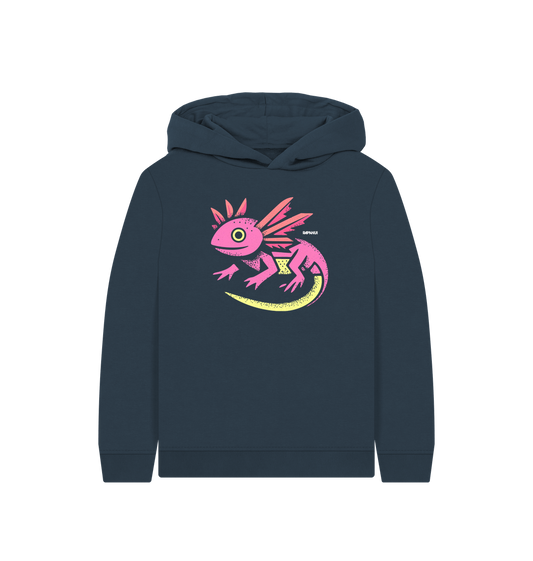 Navy Blue Printed Kids Hoodie Front