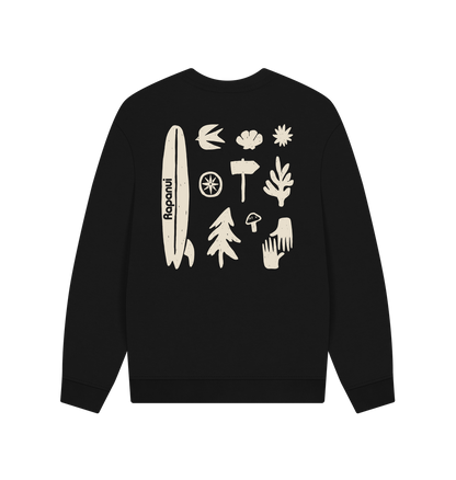Black Printed Sweater Back
