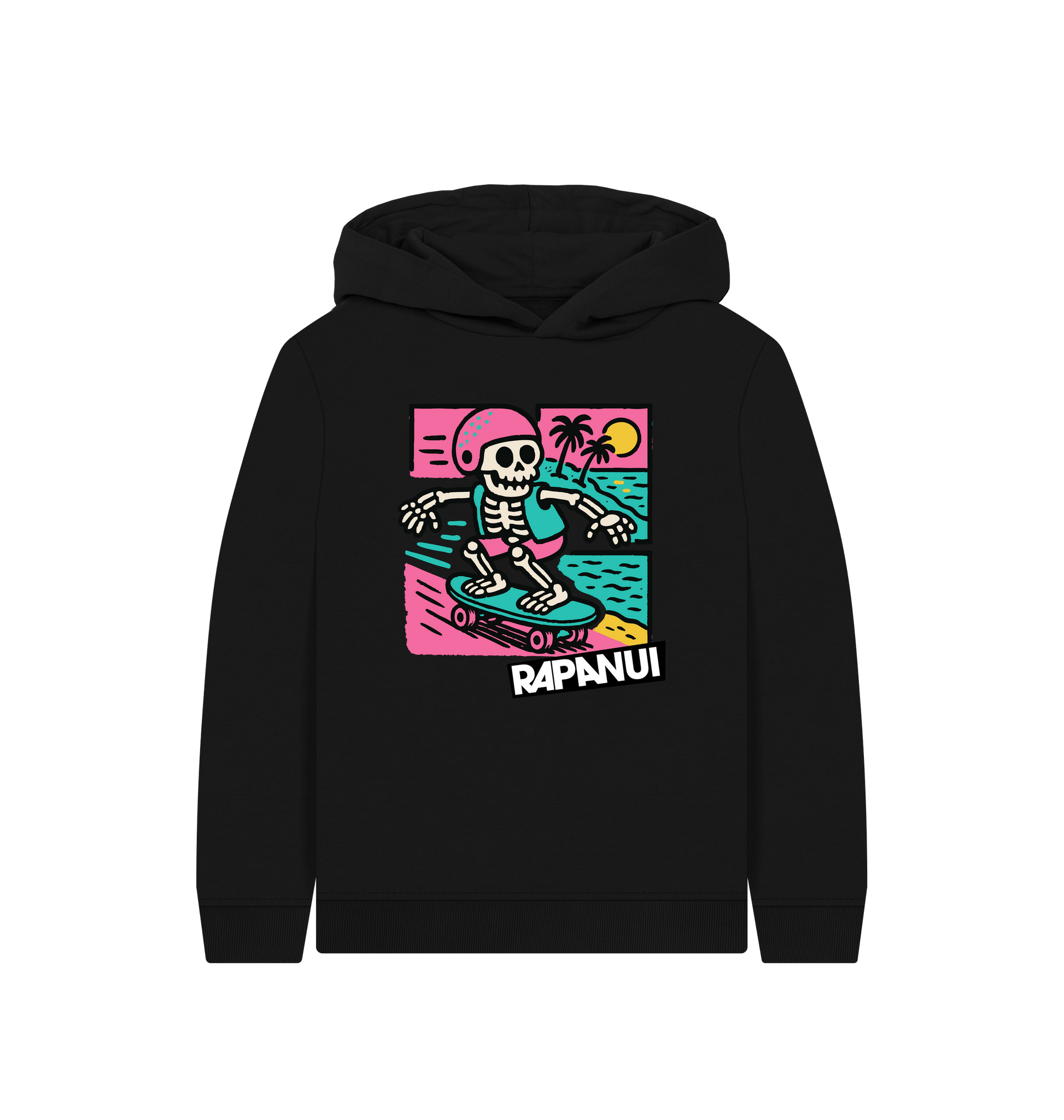 Black Printed Kids Hoodie Front
