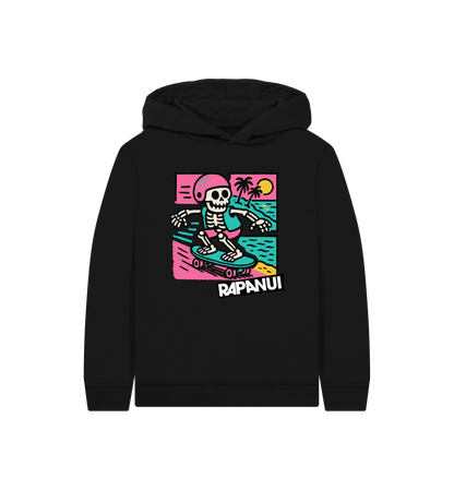Black Printed Kids Hoodie Front