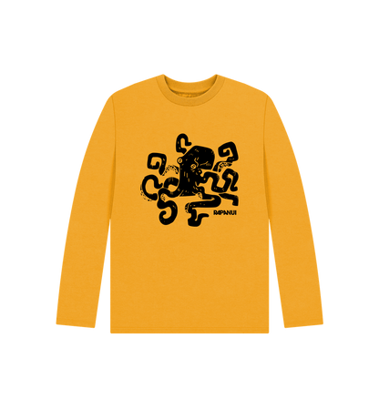 Mustard Printed Kids T-Shirt Front