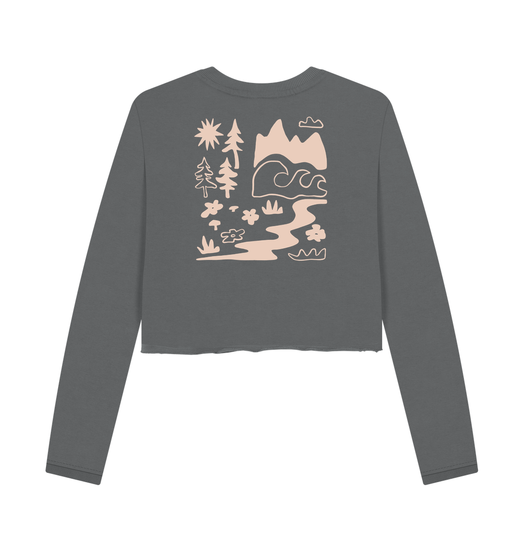 Slate Grey Printed Boxy Jumpers Back