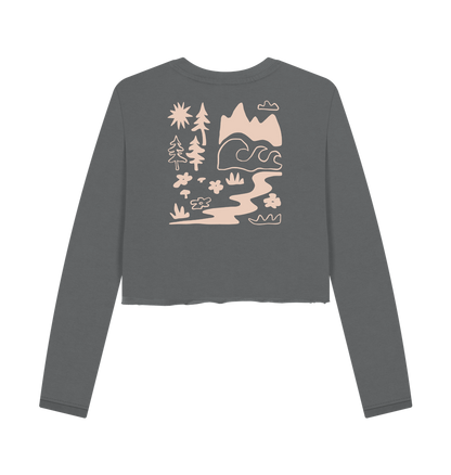 Slate Grey Printed Boxy Jumpers Back