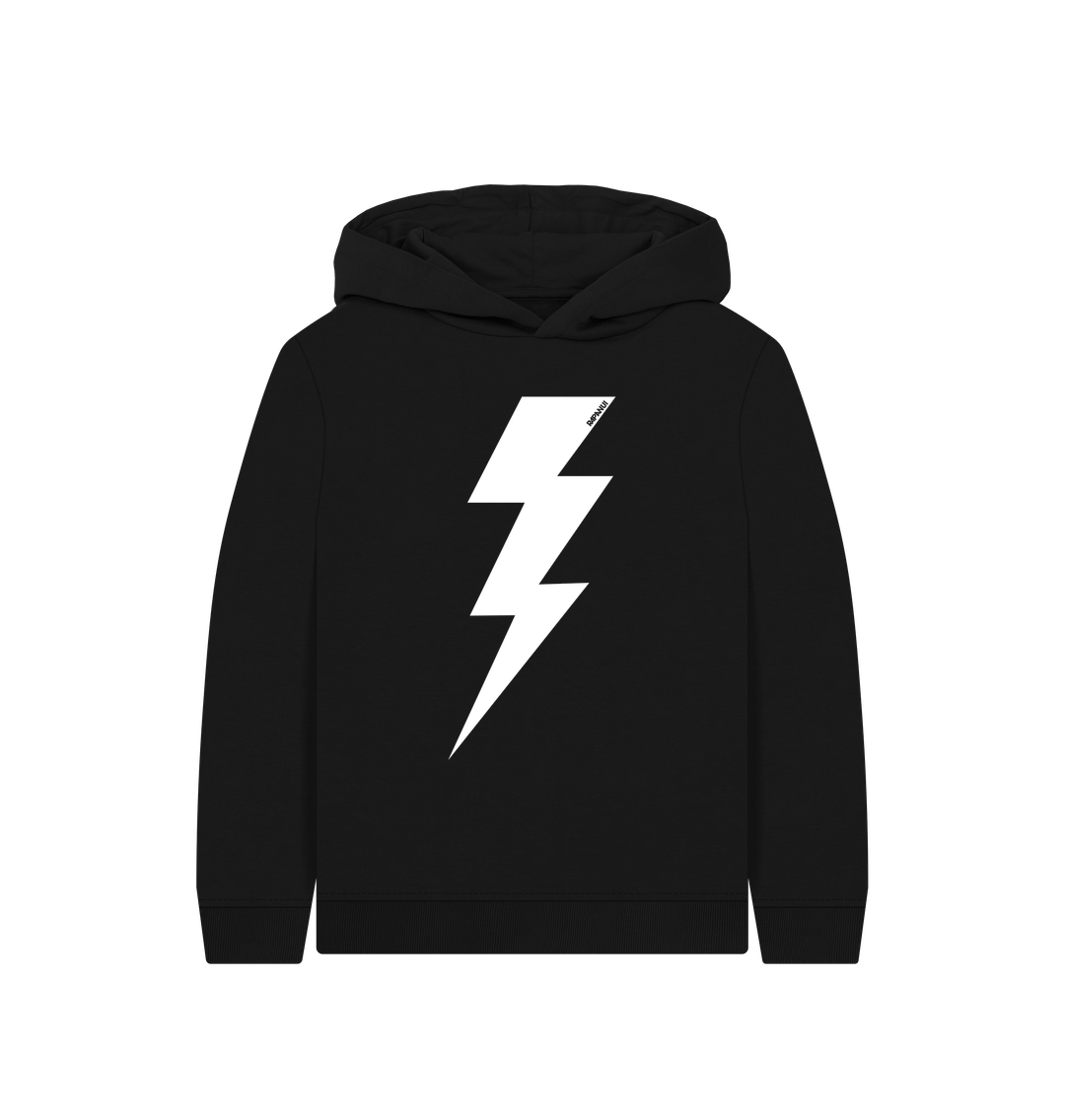 Black Printed Kids Hoodie Front