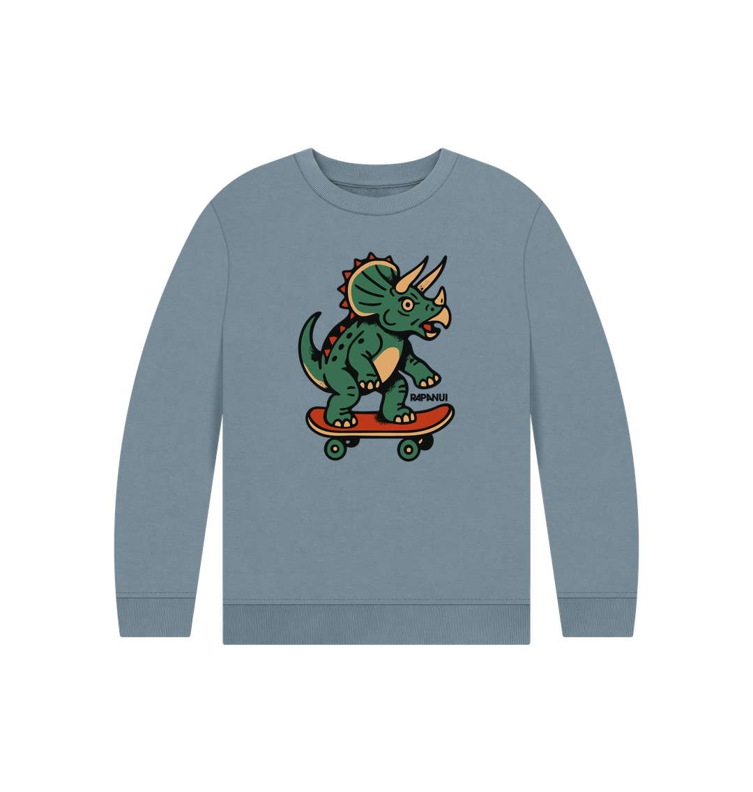 Stone Blue Printed Kids Jumper Front