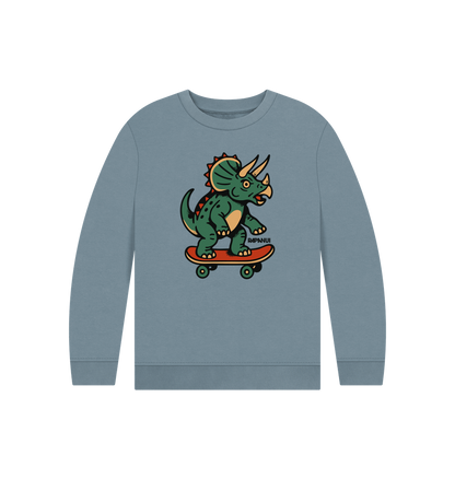 Stone Blue Printed Kids Jumper Front